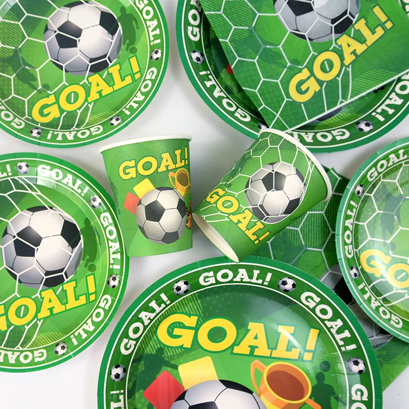 Soccer Party Disposable Tableware Paper Plates Cups Napkins Tablecloth Kids Boys Football Birthday Party Decoration Supplies