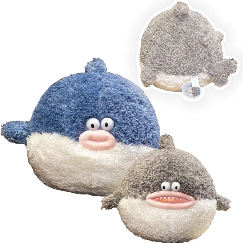 

Пушистая мультяшная пушистая сферическая Акула, длинные плюшевые игрушки, мягкие морские животные, Реалистичная кукла сферического Кита, Рождественский креативный подарок