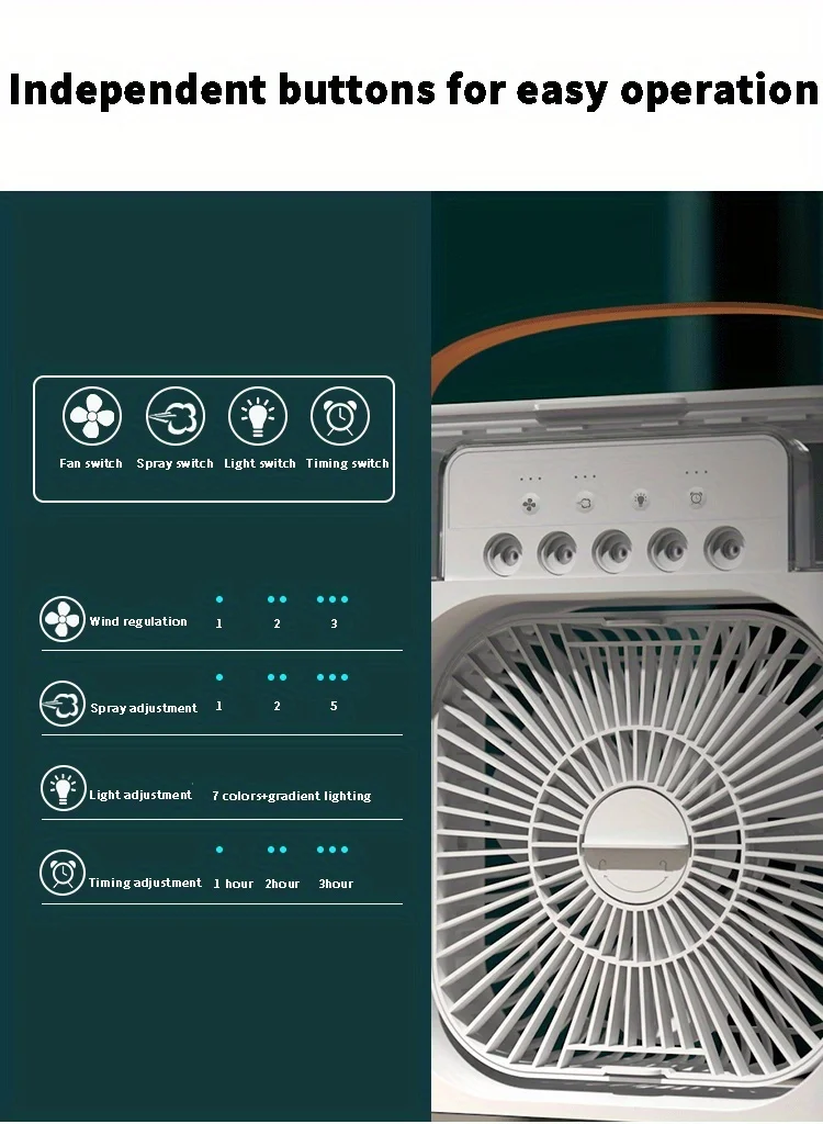 S13d3fc9e91af46429e9ef3e0b8111bb5f Spray Small Fan Five Hole Humidification Small Refrigeration Air Conditioner Mini Fan Water-cooled Silent Air Cooler Portable Mallzona