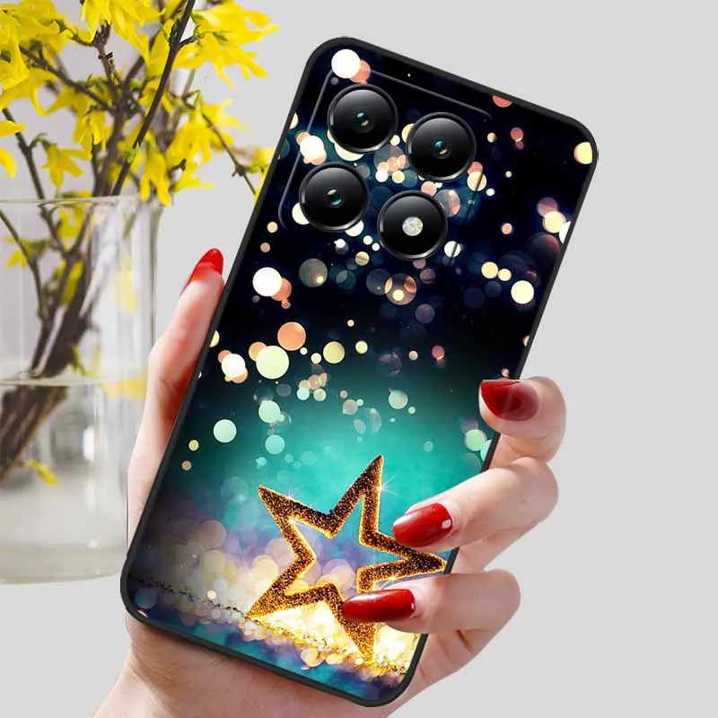 Floral Print Soft TPU Silicone Phone Cover with Black Bumpers