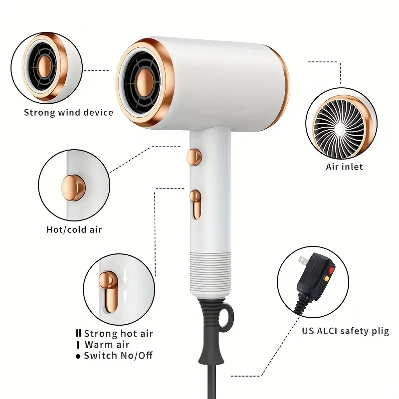 5 in 1 Professional Hair Dryer Powerful with Hot and Cold Air Functionality Thermostatic Electric Hair Drye for Smooth Hair Tool 2