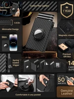YATBEST Men's Card Bag With Air Tag Positioning Slot RFID Anti Theft Brush Ultra Thin Metal Wallet Credit Card Clip 2
