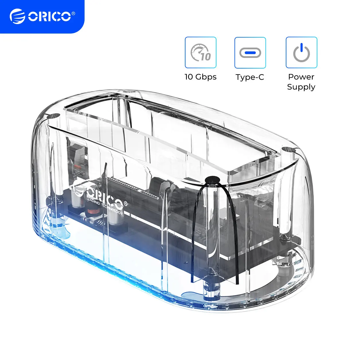 

ORICO прозрачная док-станция для жесткого диска 3,5 ''SATA к USB 3,1 Type-C к Type-C 10 Гбит/с внешняя док-станция для жесткого диска 12V2A