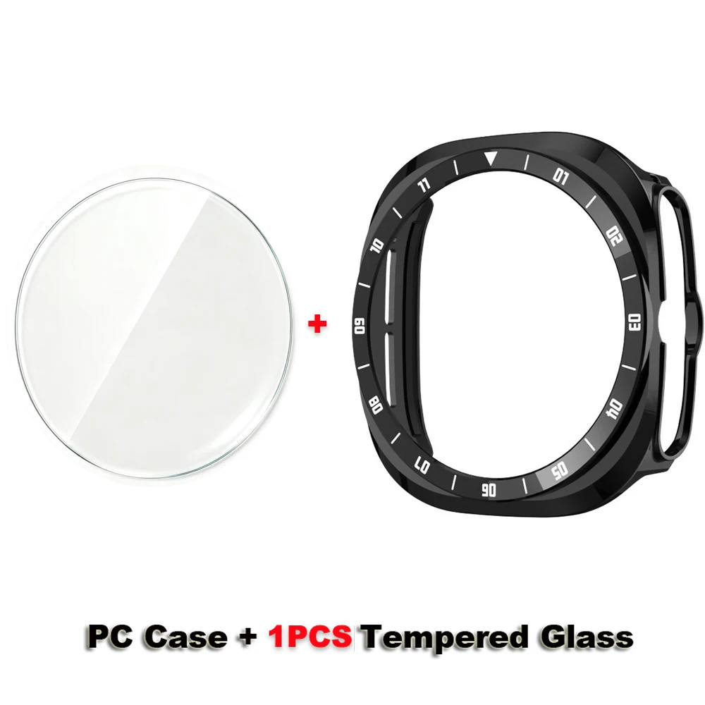 Enhanced Tempered Glass + PC Protective Case for Smartwatch - Durable Bumper Screen Protector
