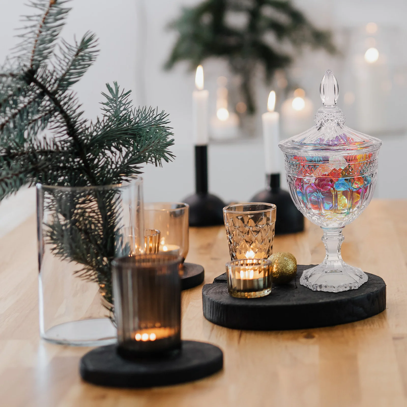 Transparent Glass Sugar Jar With Lid Storage Container Candy Box Home Decor Biscuit Barrel Kitchen Accessories Storage Bottles 6