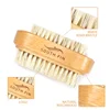Double Sides Brushes Nail Cleaning Brush with Wooden Handle Natural Bristles Manicure Pedicure Tool Scrubbing Brush 3