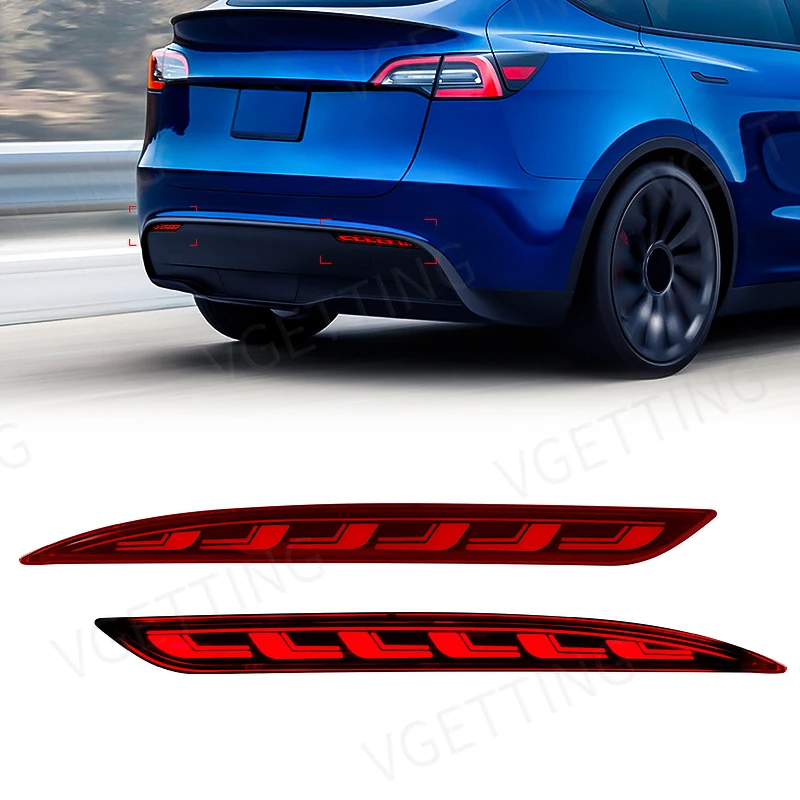 テスラためモデルyモデル3 2017 2018 2019 2020 2021 2022リアバンパー反射3機能ledブレーキライトダイナミックターン信号