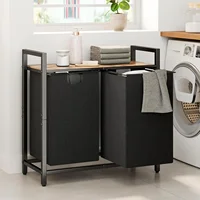 Laundry Basket Organizer, Laundry Hamper with Shelf & 2 Pull-Out Removable Bags, Dirty Clothes Hamper Organizer for Laundry Room 2
