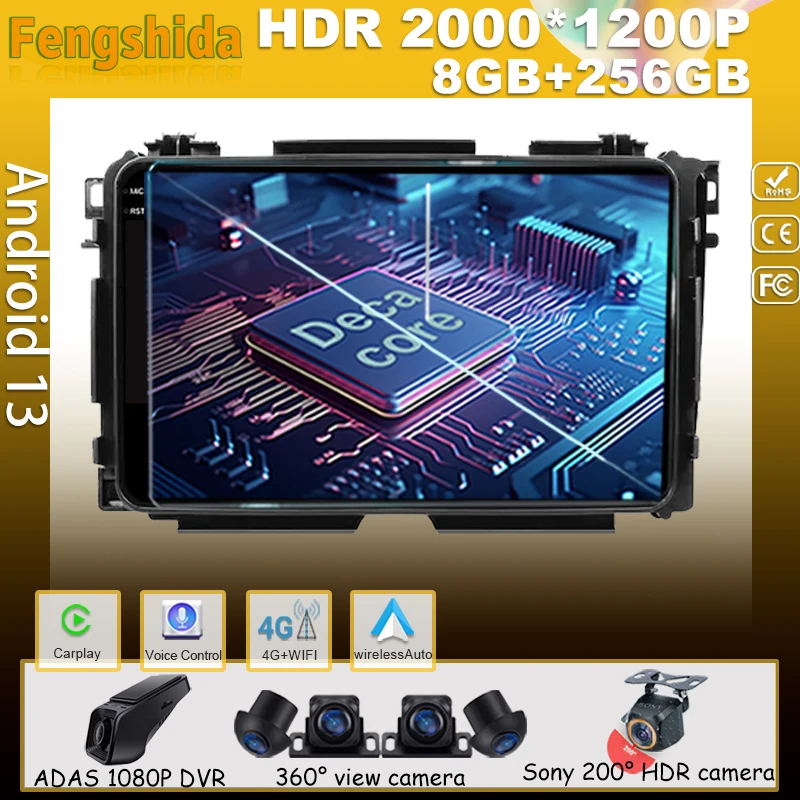 Schermo Per Auto Android Per Honda Vezel Hr - V Hrv Hr V 2015 - 2017 Radio Multimedia Gps Camera Dvd Wifi Navigation Hdr Qled Stereo