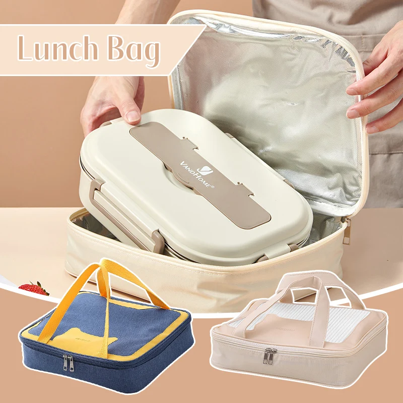 Rectangular Lunch Box Bag Aluminum Foil Thickened Bento Bag Insulated Handbag Outdoor Picnic Pack Students Meal Box