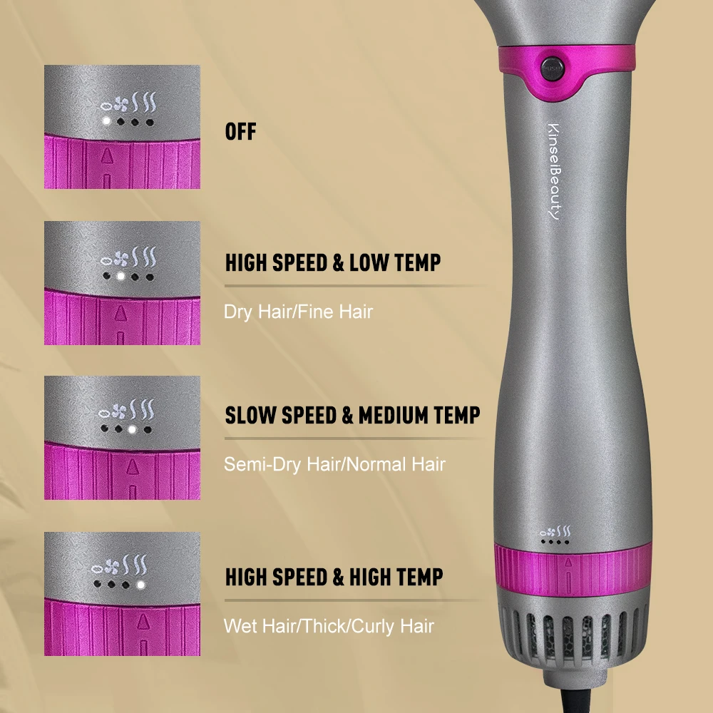 Kinseibeauty 4 In 1 Hair Dryer Brush Hot Air Hair Styling Brush Negative Iron Generator Curling Combair Straight hair comb 5