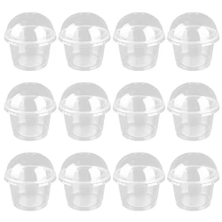 20pcs 250ml Disposable Salad Cup Transparent Plastic Dessert Cups Bowls Container with Dome/Flat Lids for Ice Cream Cupcake