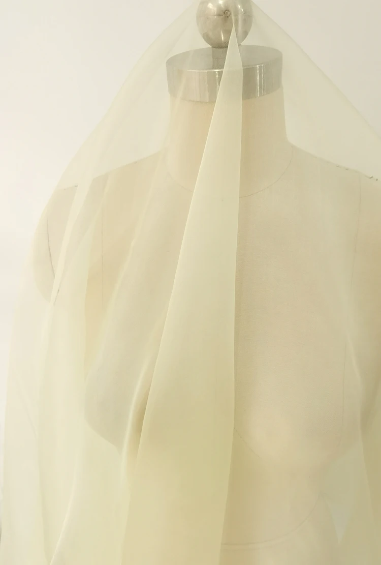 Silk Organza 1 Yard Pure Fabric - 45" Wide, Plain Gauze For Wedding Dresses Crafts 630759 - Foto 2