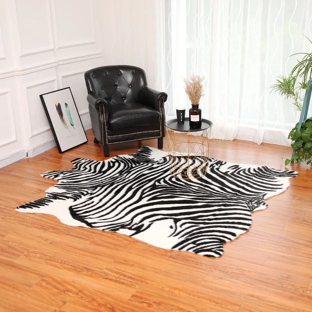 Imitation Animal Skin Pelt Zebra Shaped Carpet Sheepskin Area Rug Room Decor Carpets For Living Room Rugs For Bedroom Floor Mats 2
