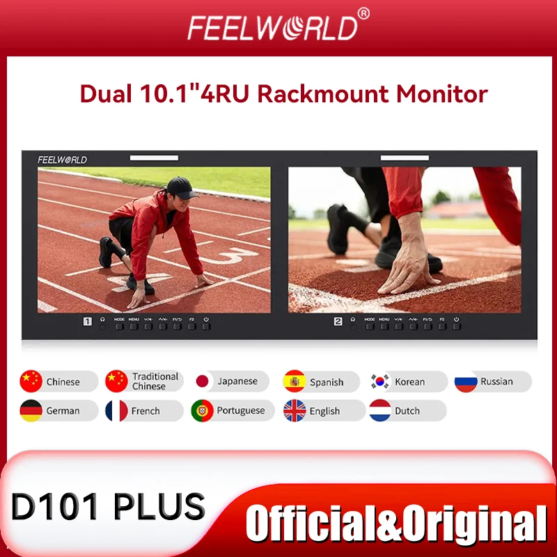 NEW FEELWORLD D101 PLUS Dual 10.1"4RU Rackmount Monitor 4K HDMI SDI 1920x1200IPS