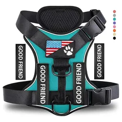 Reflective Service Dog Vest with Customizable Patches and Adjustable Soft Mesh Harness - S (Green)