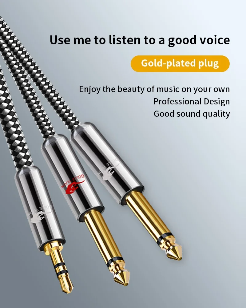 Cavo Jack 6.3 Cavo Audio MEIRIYFA 1/4 TRS Stereo Bilanciato - Doppio Maschio 6.35mm Per Chitarra, Mixer, Studio - 0.5M Cavo Audio TRS