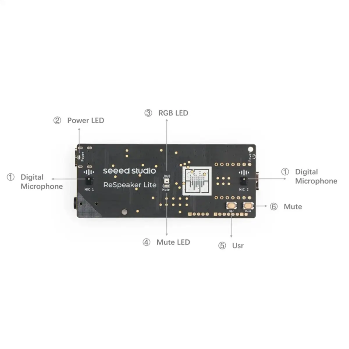 ABGN ReSpeaker Lite 음성 어시스턴트 키트 ESPHome Assistant 2 마이크 어레이(XIAO ESP32S3 사전 납땜됨)