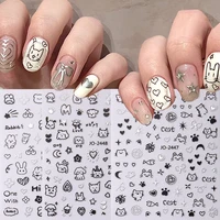 2Pcs Cartoon Cute Cat Nail Childlike Stickers Holographic Love Heart Bronzing Star Sliders Silver Chrome Nail Art Manicure Decor 2