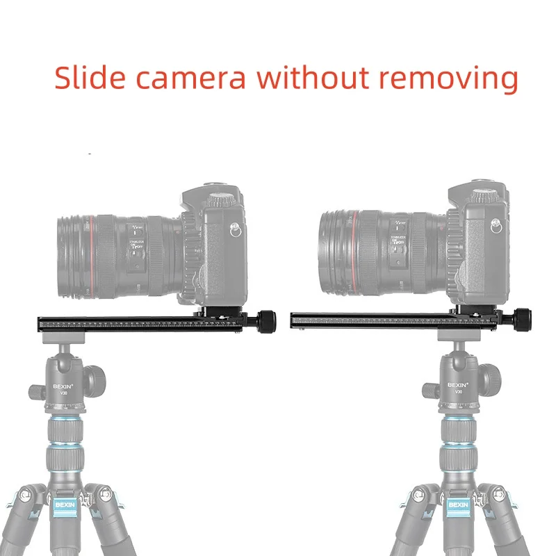 Tripod Head Camera Quick Release Plate Clamping Holder Focusing Rail Slider Bracket with 1/4 for Telephoto Lens Mounting DSLR