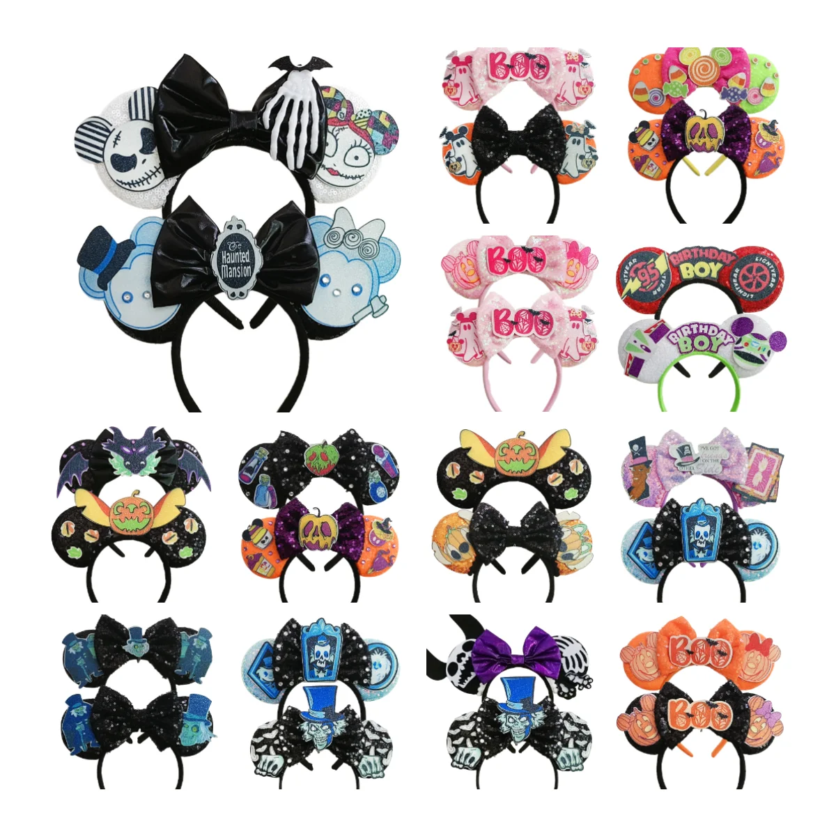 2 Stück Hallowmas Mikcey Maus Ohr Stirnband Weihnachten Festival Party für Frauen Kinder Haarband Haarschmuck Pailletten Schleife Kopfbedeckung