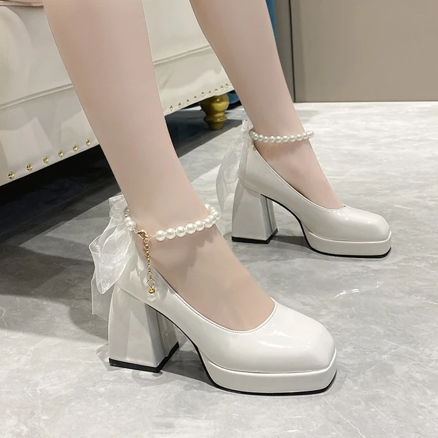 Shoes Pearls Women, High Heels Pearls, Wedding Sandals, Mary Jane Shoes