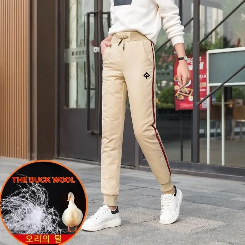 

Women Golf Down Pants Korea Winter Light Soft Duck Feather Golf Trousers Keep Warm White Duck Down High-waisted Woman Golf Pant