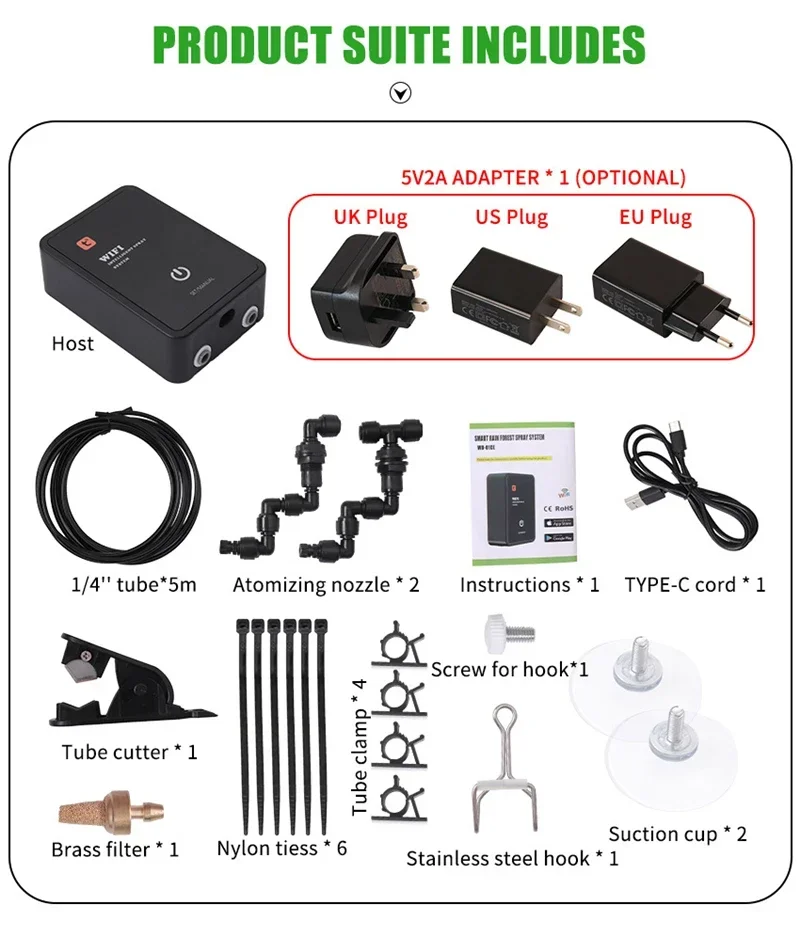 Tuya Wifi Smart Reptile Fogger Terrariums Humidifier Timer Automatic Mist Rainforest Spray System Kit Sprinkler Controller smart reptile humidifier