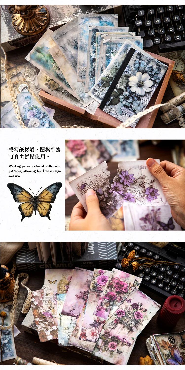 Description Picture 6 of item40 PCs Vintage Material Paper Decorative Scrapbooking Diary Album Craft Background Paper DIY Junk Journal Supplies