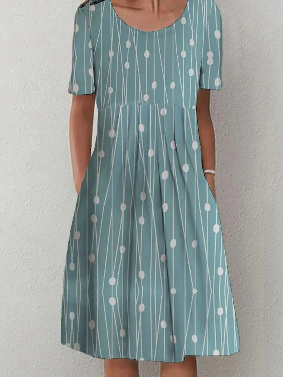

Women's Boho Floral Printed Long Dresses Summer Round Neck Short Sleeve Dress Female Vintage Casual Maxi Party Dresses