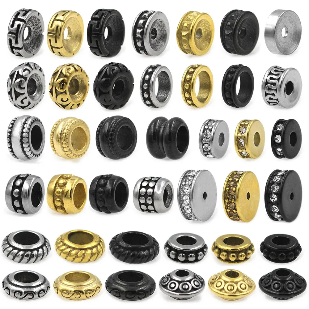 원형 스테인리스 스틸 금속 분리기, 유럽 작은 구멍 스페이서 비즈, DIY 구슬 팔찌 쥬얼리 제작용 참, 4 개 