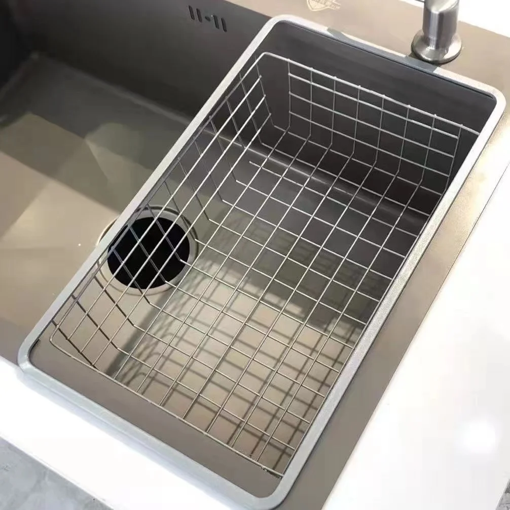 Kitchen sink drain basket drying tableware drain rack washing vegetable fruit basket high-end nano water scouring rack