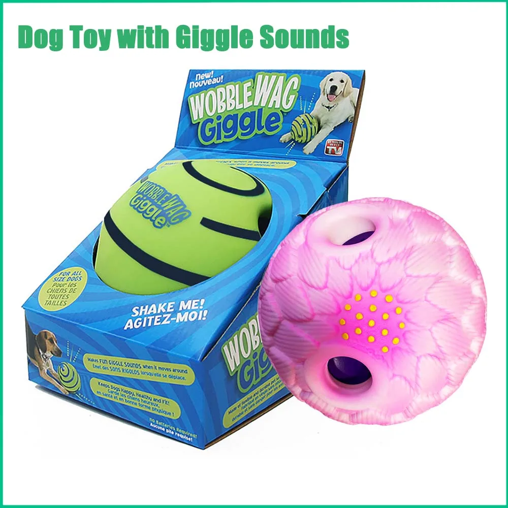 DogToyFunGiggleSoundsBallPVCSafeChewPetToysSiliconJumping
