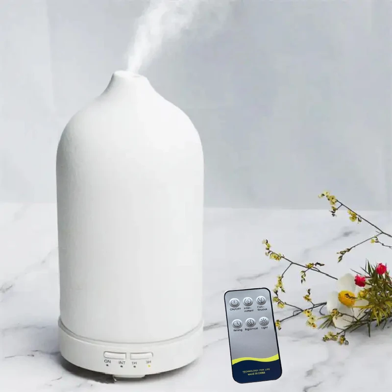 Ceramic Air Humidifier Aroma Diffuser Automatic Small Humidifier Hotel Air Fresh Essential Oil Diffuser Timing Colorful Lights