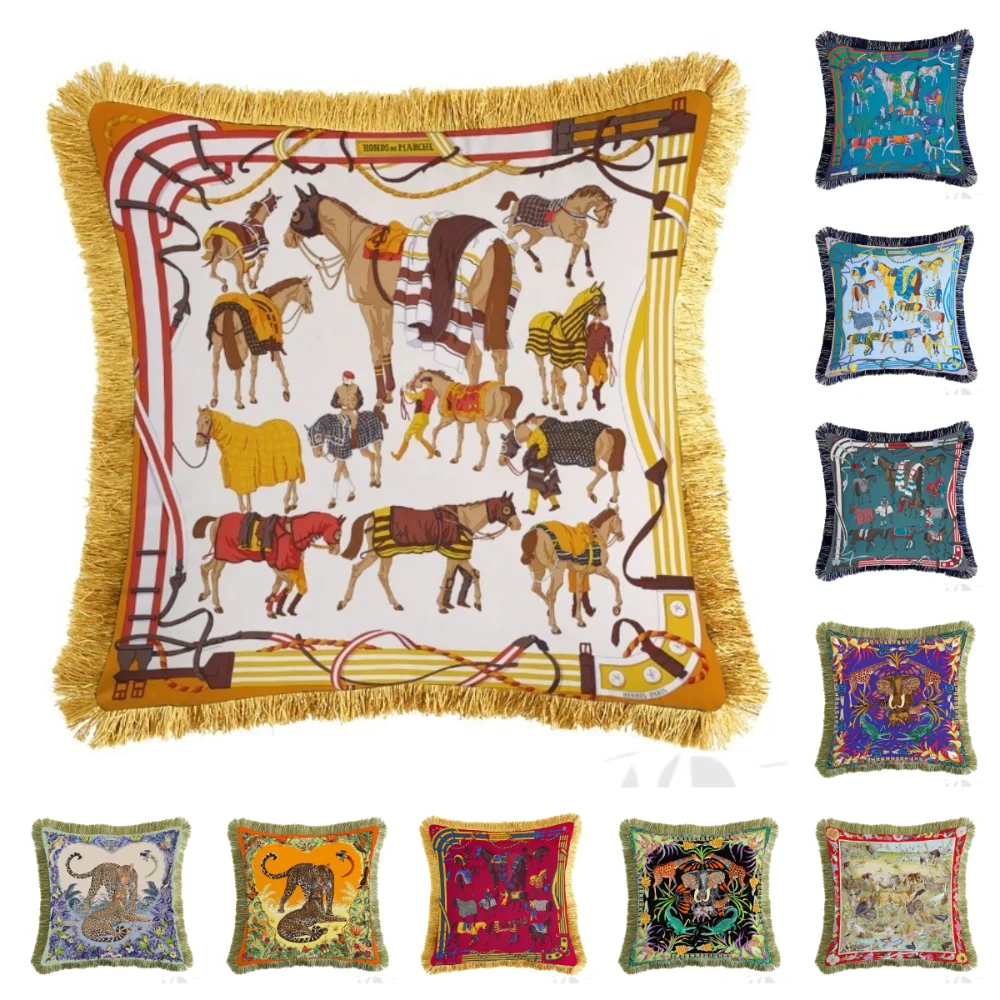 

Роскошная наволочка для подушки с принтом лошади, искусственная Женская наволочка для дивана, стула, гостиной, спальни, в клетку