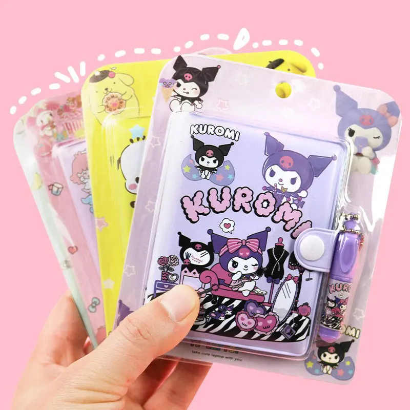 Sanrio kuromi notebook cinnamoroll melodie žurnál malý rozměr kawaii miini přenosné ledger škola zásoby papírnictví dárky