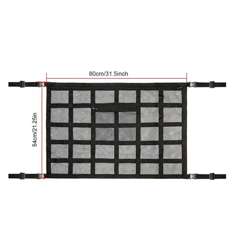 New Car Ceiling Roof Interior Cargo Zipper Adjustable Net Storage Net Bag Sundries Organizer Mesh Pocket For Van SUV Universal