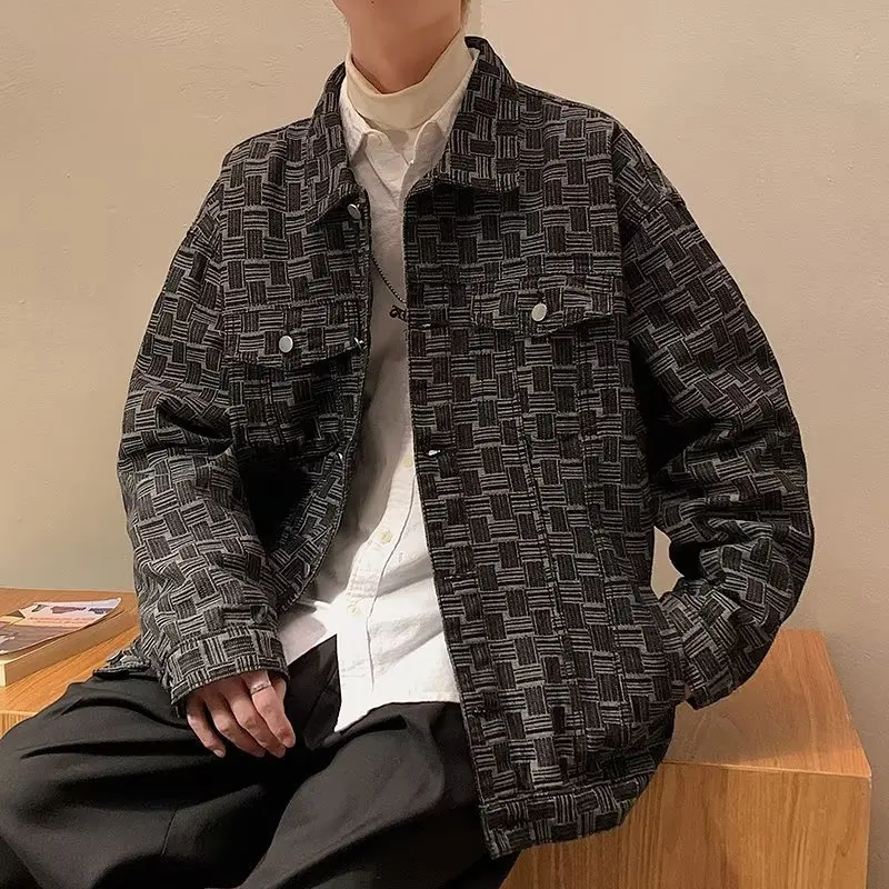 

New single breasted lapel loose type simple men's long sleeves