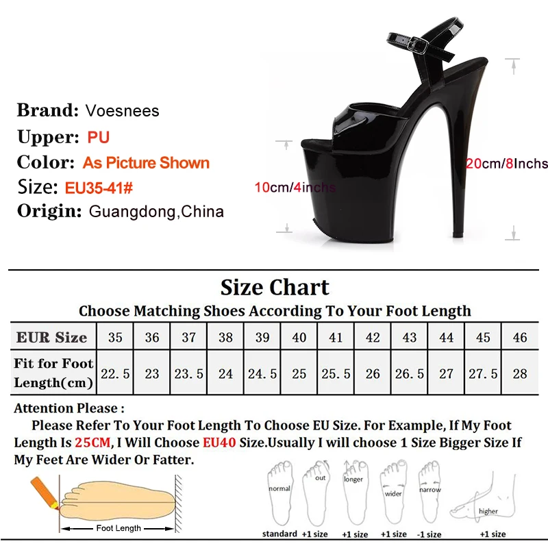 Sexy Platform 20CM Super High Heels Summer Model Runway Sandals Trend Women Shoes Fashion Ankle Strap Black Red White Sandals