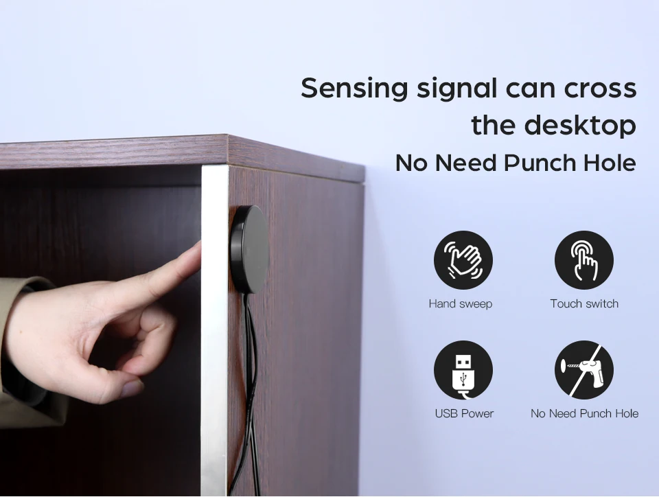 Description Picture 2 of itemDimmable USB 5V Behind Wooden Mirror LED Light Switch Hand Sweep Motion Sensor Touch Dimmer DIY LED Under Cabinet Backlight Lamp