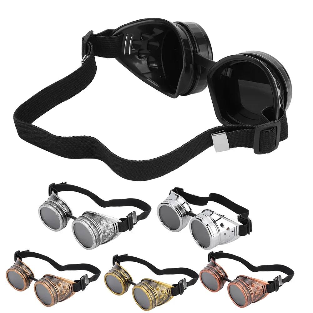 Vintage Steampunk Glasses ABS Vintage  Steampunk Goggles Double Layer Sunglasses for Party Prop Decor