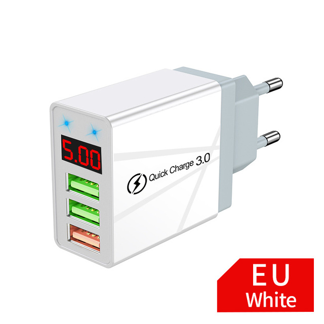 QC 3.0 USB Charger Fast Charging For iPhone Xiaomi Samsung Redmi LED Display Mobile Phone Wall Adapter Qucik Charge 3.0
