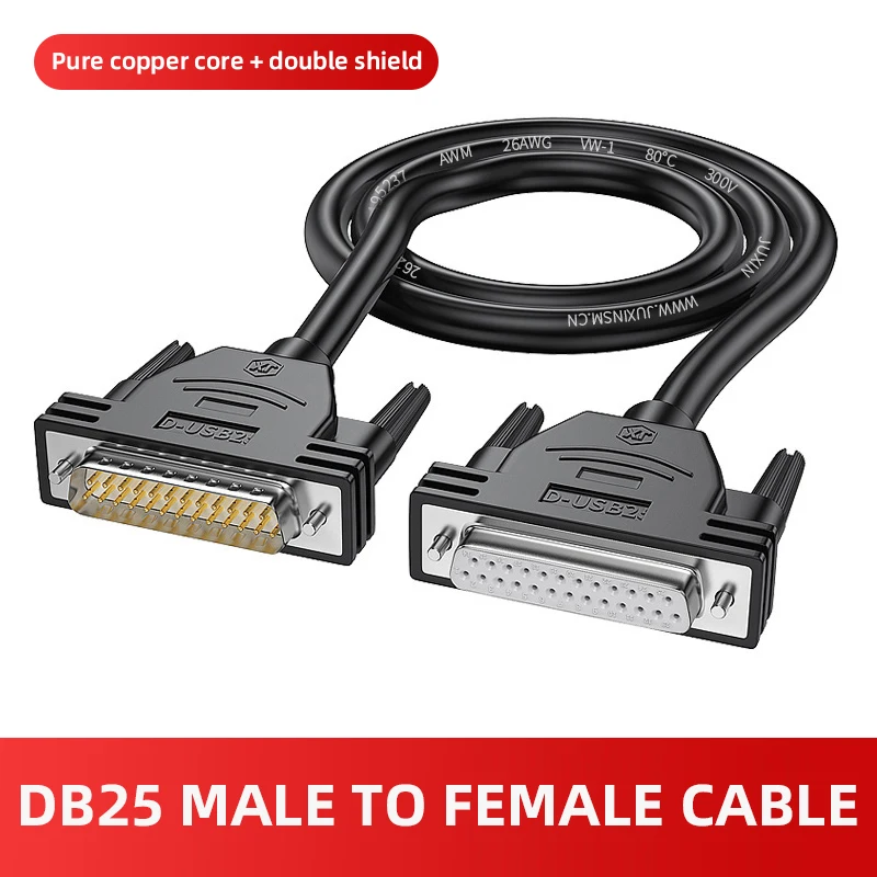 Fio de Extensão Db25 Pure Copper Cabo de Conexão Macho para Fêmea de 25 Pinos Linha de Porta Paralela Blindada 26awg para Cabo de Dados de Computador