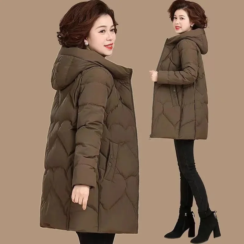Mother's Down Cotton Jacket Long 2024 New Female's Down Cotton Jacket Middle-Aged And Elderly Women's Winter Warm Outwear Female
