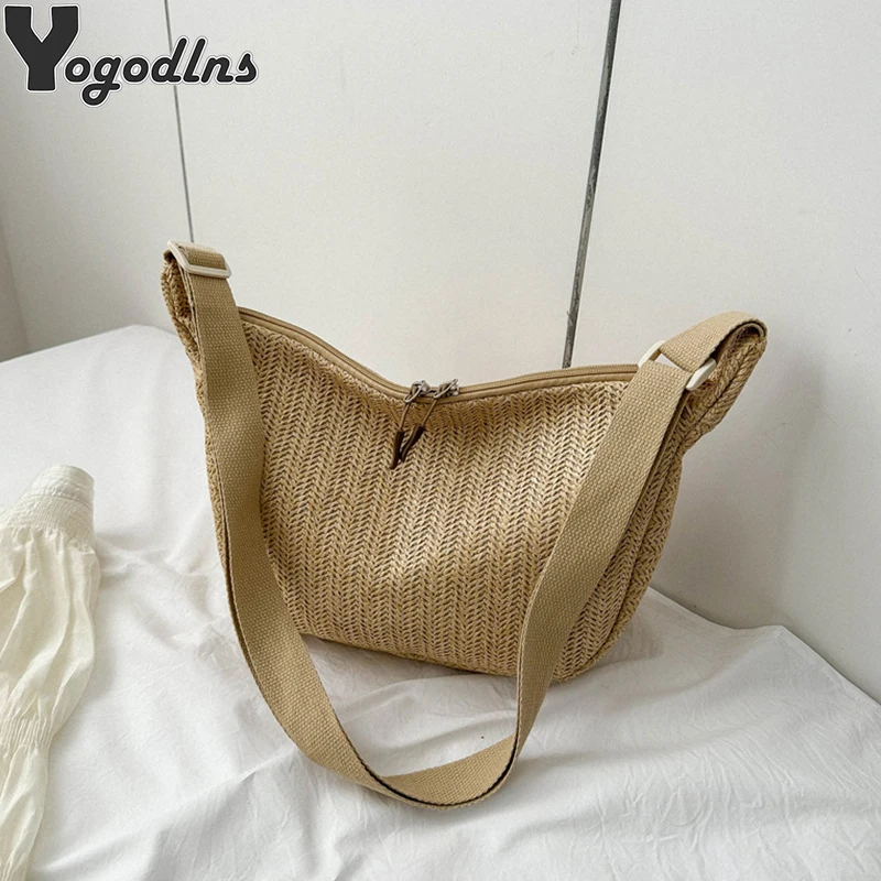 Summer Popular Straw Woven Bags Women Fashion Shoulder Hobos Bag Casual