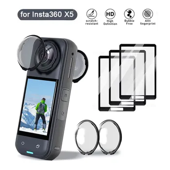 Per Insta360 X4 X5 Protezione Dello Schermo Protezione Lente Tappo Pellicola di Vetro Temperato Anti-Graffio Kit di Protezione 360 ° Accessori per videocamere
