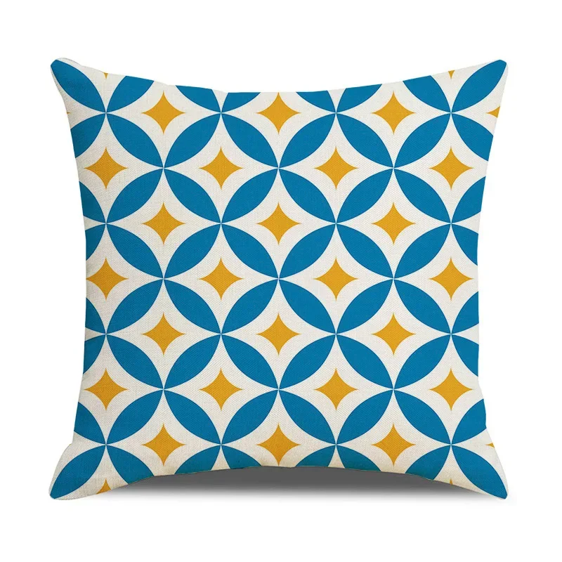 Yellow Blue Geometric Pillowcase Nordic Style Cushion Cover Office Sofa Home Decor