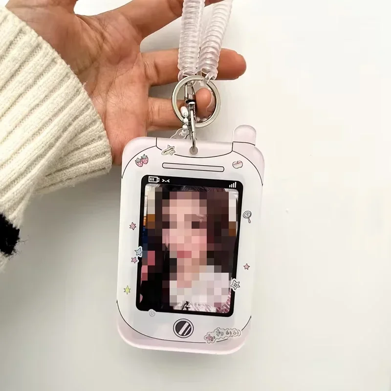 1PC Photo Display Card Holder Acrylic Y2K Cell Phone Modeling Style Kpop Photo Card Holder with Keychain Idol Picture Case