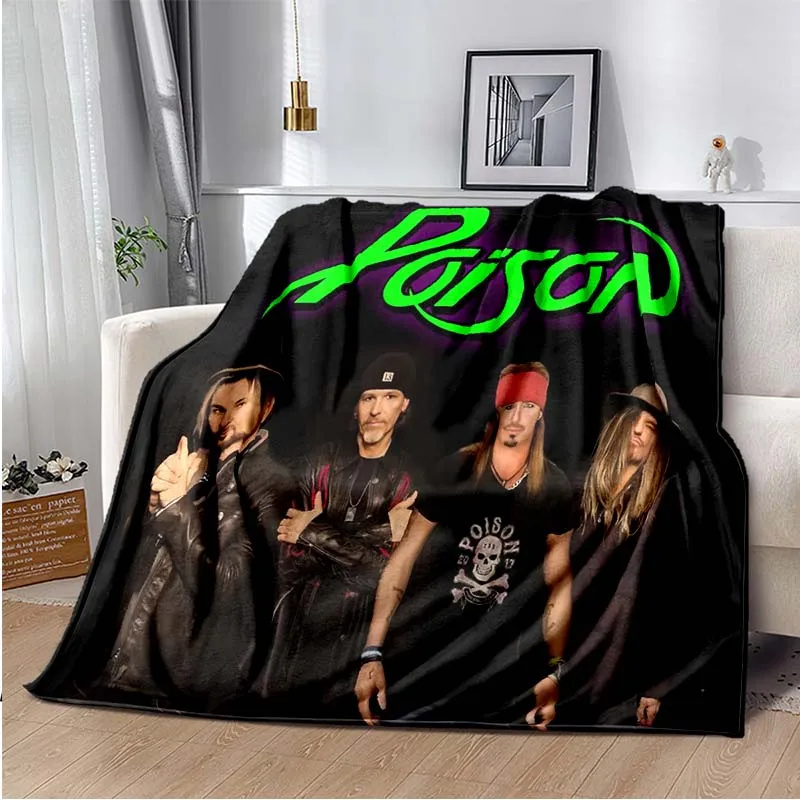 

Poison Band Logo Flannel Blankets Bed Cartoon Throw Soft Cartoon Printed Bedspread Sofa Picnic Blanket