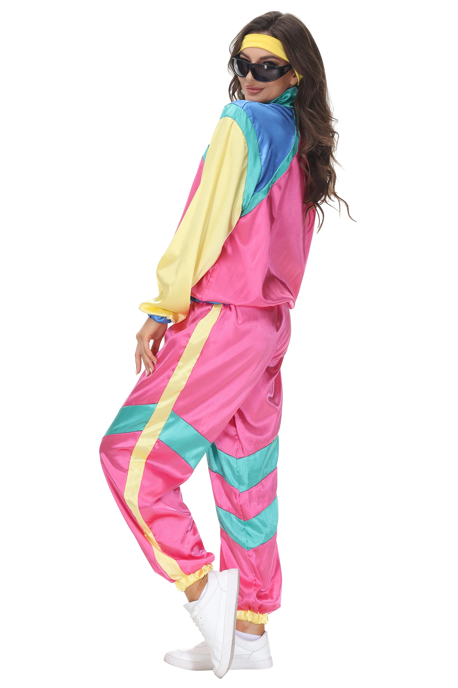 Festa di carnevale Donna anni '80 anni '90 Hippie Disco Costumi Cosplay Retro Hip Hop Tuta Outfit Purim Costume di Halloween - immagine 6